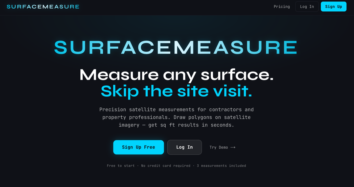 SurfaceMeasure dashboard